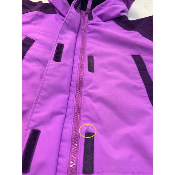 Lands End Girls Squall Waterproof Parka Purple Lined Jacket XL 14-16 524565